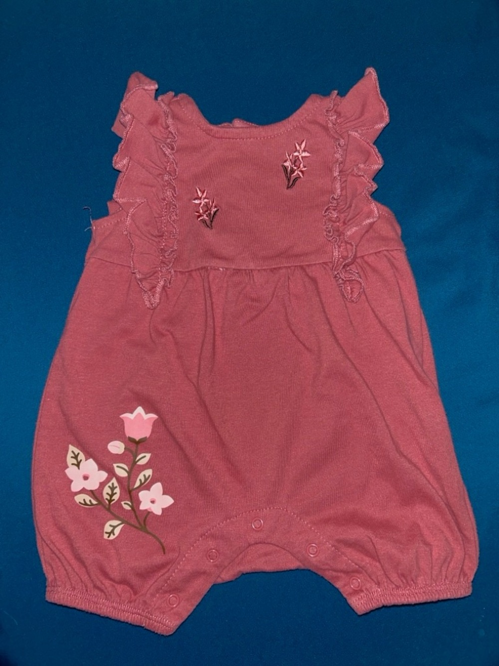 Nannette Pink Floral Ruffle Baby One-Piece Bodysuit